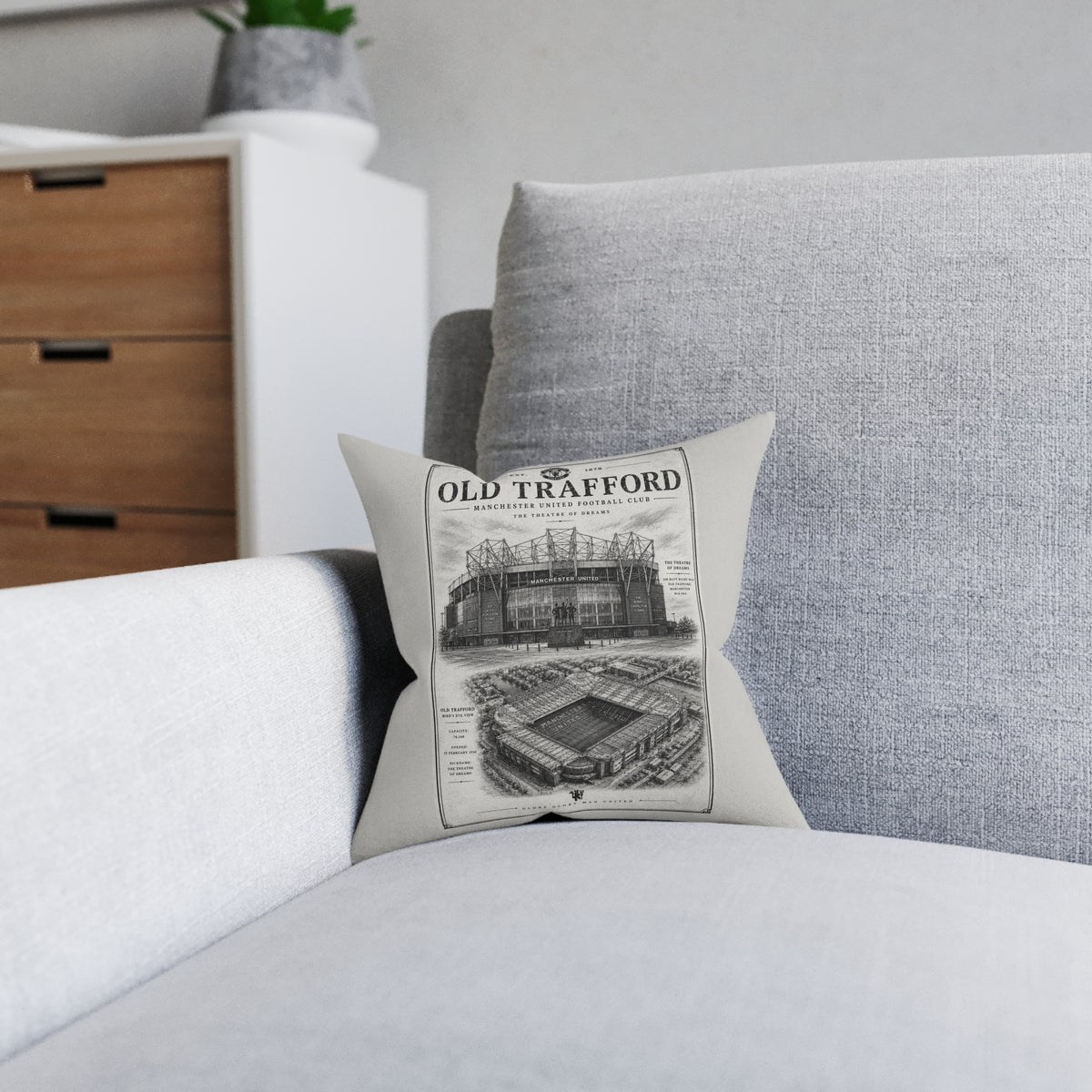 Vintage Old Trafford Square Pillow