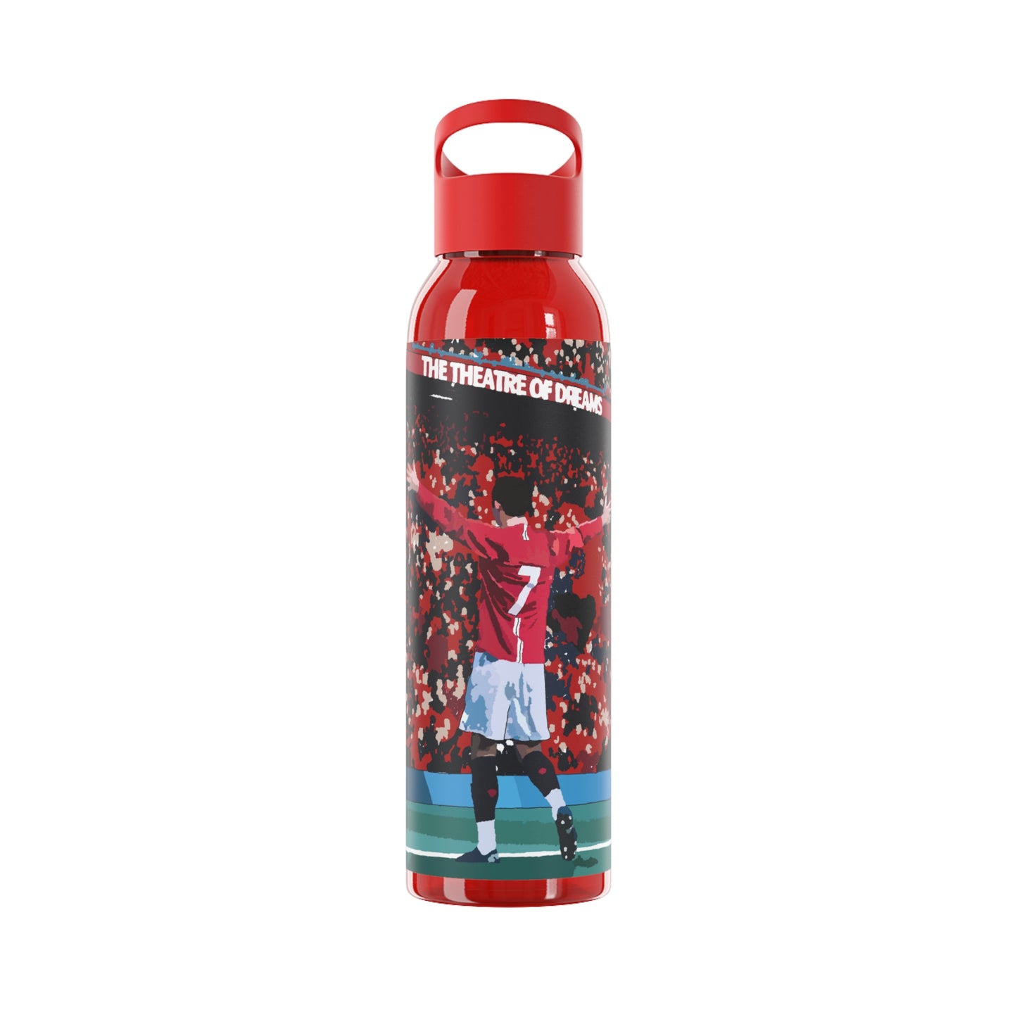 Soccer Celebration Water Bottle — 'The Theatre of Dreams' Stadium Design
