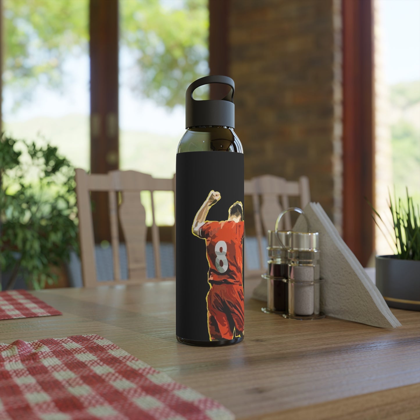 Soccer Victory Water Bottle — Player Celebrating Number 8 Sports Bottle